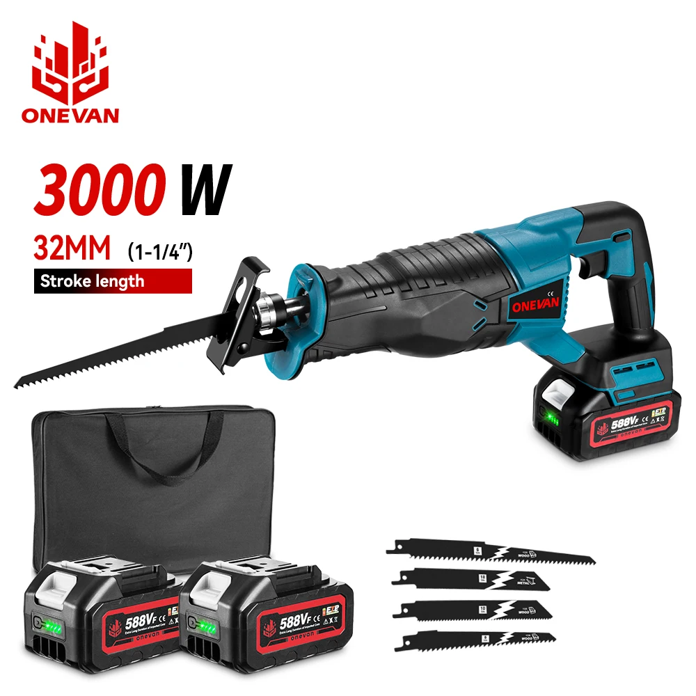 ONEVAN 3000W Bürstenlose Akku-Säbelsäge Elektrische Kettensäge Cut Saw Holz Metall Rohr Schneiden Werkzeuge Für Makita Batterie Pin