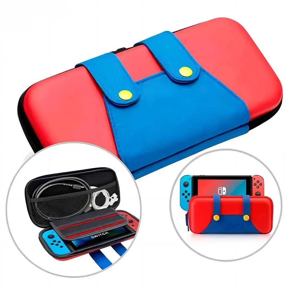 Estuche de viaje para Switch Compatible con Nintendo Switch/OLED, estuche de transporte portátil para Switch, 10 soportes para juegos para Mario Cover