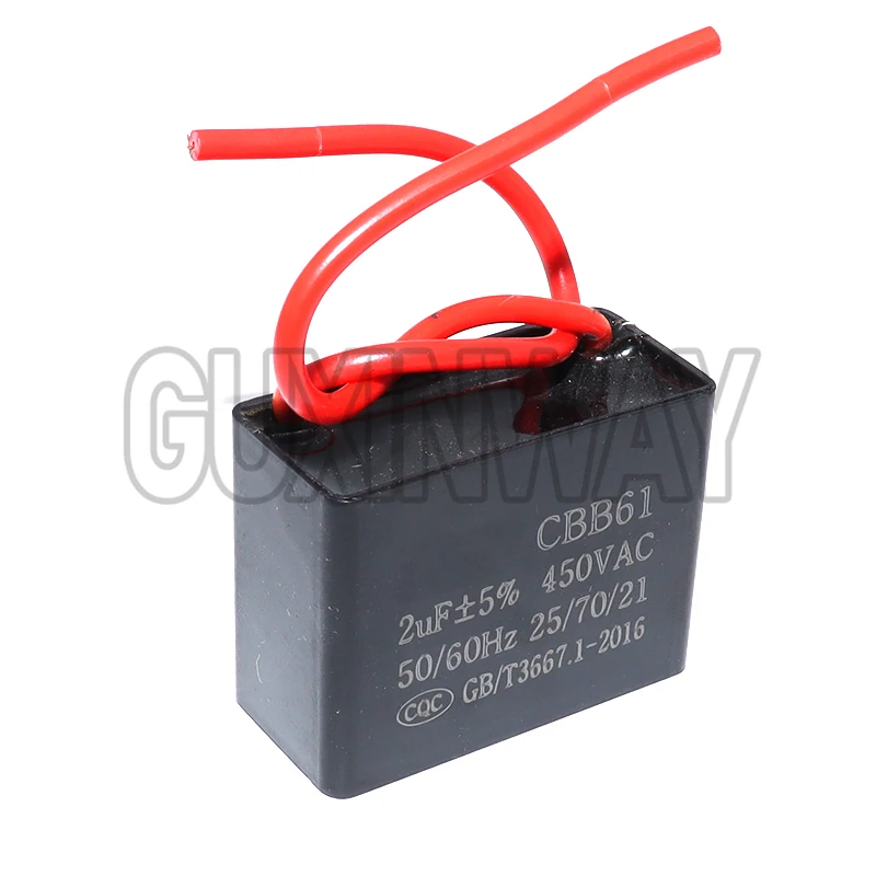 Condensador CBB61 450V Condensador de arranque de ventilador 450V Condensadores de ventilador 1UF/1,2UF/1,5UF/2UF/2,5UF/3UF/4UF/5UF/6UF/10UF