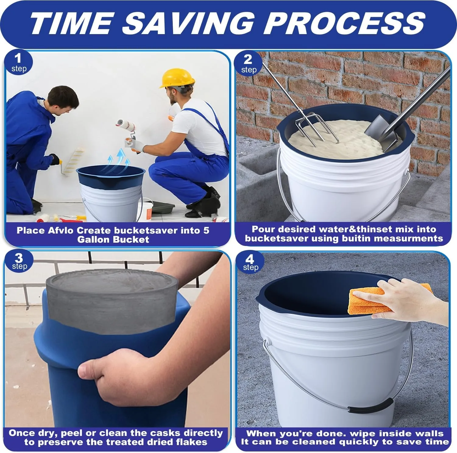 Gallon Bucket Liner 5-Gallon Silicone Bucket Protection Measuring Bucket for Concrete Mix and MudBuddy