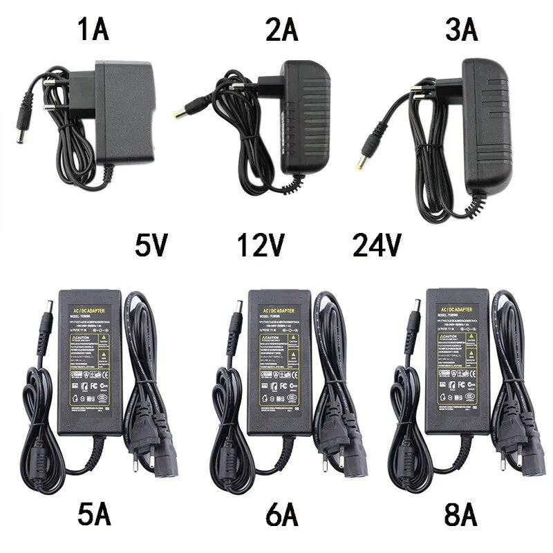 Adaptador de corriente para tira de luces LED, transformador de CA 110V, 220V a cc 12V, 1A, 2A, 3A, 5A, 6A, 8A