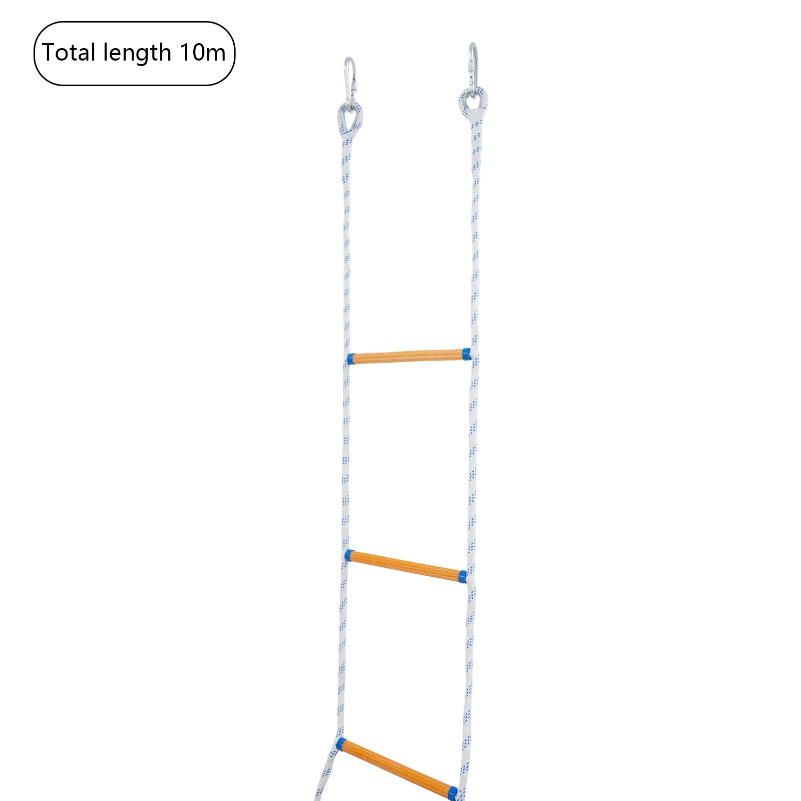 Scala di corda di salvataggio da 10 m Capacità 100 kg con gradini in resina rinforzata da 44 cm e corde in poliestere resistenti ai raggi UV Arrampicata di emergenza portatile