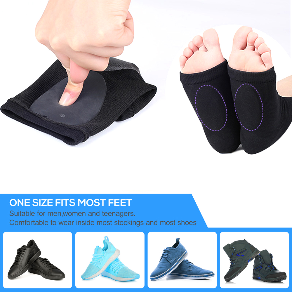 Manchon de soutien de la voûte plantaire, 1 paire, coussin de Gel élastique doux rembourré, chaussette de voûte plantaire en tissu pour soulager la douleur du pied plat, fasciite plantaire, éperons de talon
