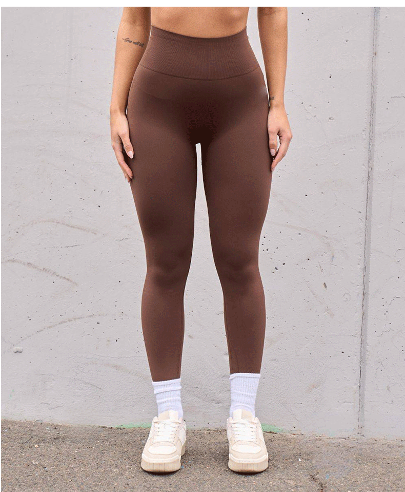 Naadloze sportbroek met hoge taille, perzikkleurige heupliftrug, V-vouw, fitnessbroek