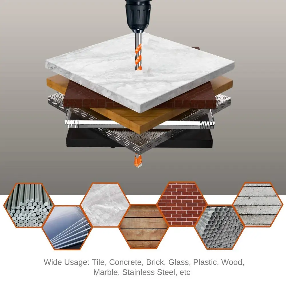 STONEGO 5PCS Multifunctional เจาะ Bits กระเบื้องเซรามิคแก้วหินอ่อนเจาะรูทํางานเลื่อยเจาะ Bits 6 มม./8 มม./10 มม./12 มม.