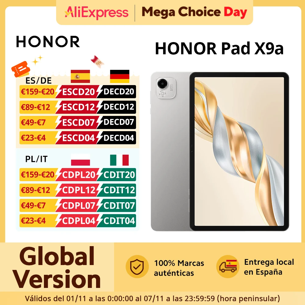 Globale Version HONOR Pad X9a 11,5" 120Hz 2,5K Fullview Display Snapdragon 685 Slim Metal Body Tablet WiFi Android15 8300mAh