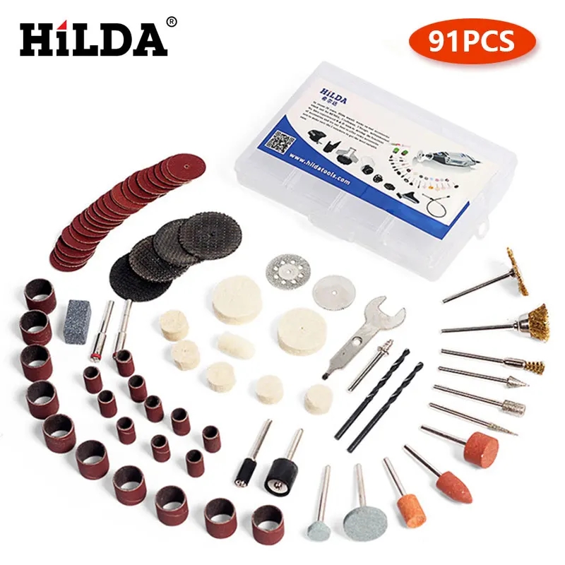 HILDA Drehwerkzeug-Zubehör für einfaches Schneiden, Schleifen, Schnitzen und Polieren, Werkzeugkombination für Hilda Dremel