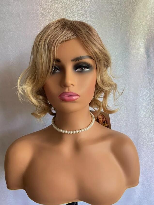 Ash Blonde Mix peruca sintética do cabelo para mulheres, perucas onduladas médias