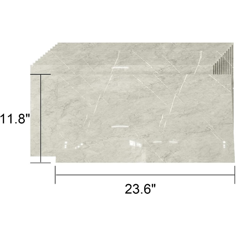 Shower Wall Panels, 23.6" x 11.8" Peel and Stick Backsplash Vinyl Faux Marble Shower Tile for Bathroom and Kitchen Wall (12pc)