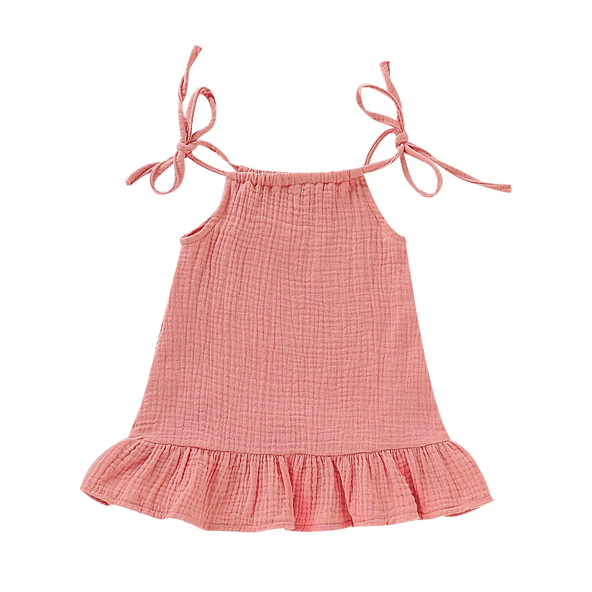 Sommer Kleinkind Baby Mädchen Ärmelloses Rüschen Kleid Sarafan Kinder Baumwolle Leinen Musselin Slip Kleider Kleidung