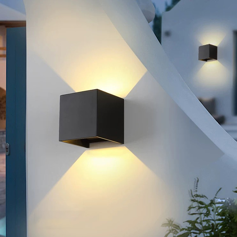 Lámpara de pared LED para exteriores, AC85-265V de ángulo ajustable, minimalista, para interior y exterior, decoración de pared de jardín, 2 uds.