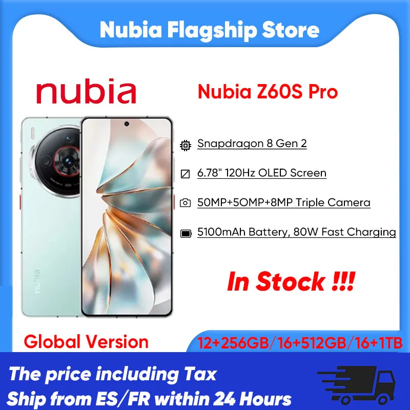 【Marke+】Nubia Z60S Pro 5G Smartphone Snapdragon 8 Gen 2 MyOS 14,0 120 Hz 6,78 Zoll AMOLED-Bildschirm 50 M + 50 M + 8 M 5100 mAh NFC
