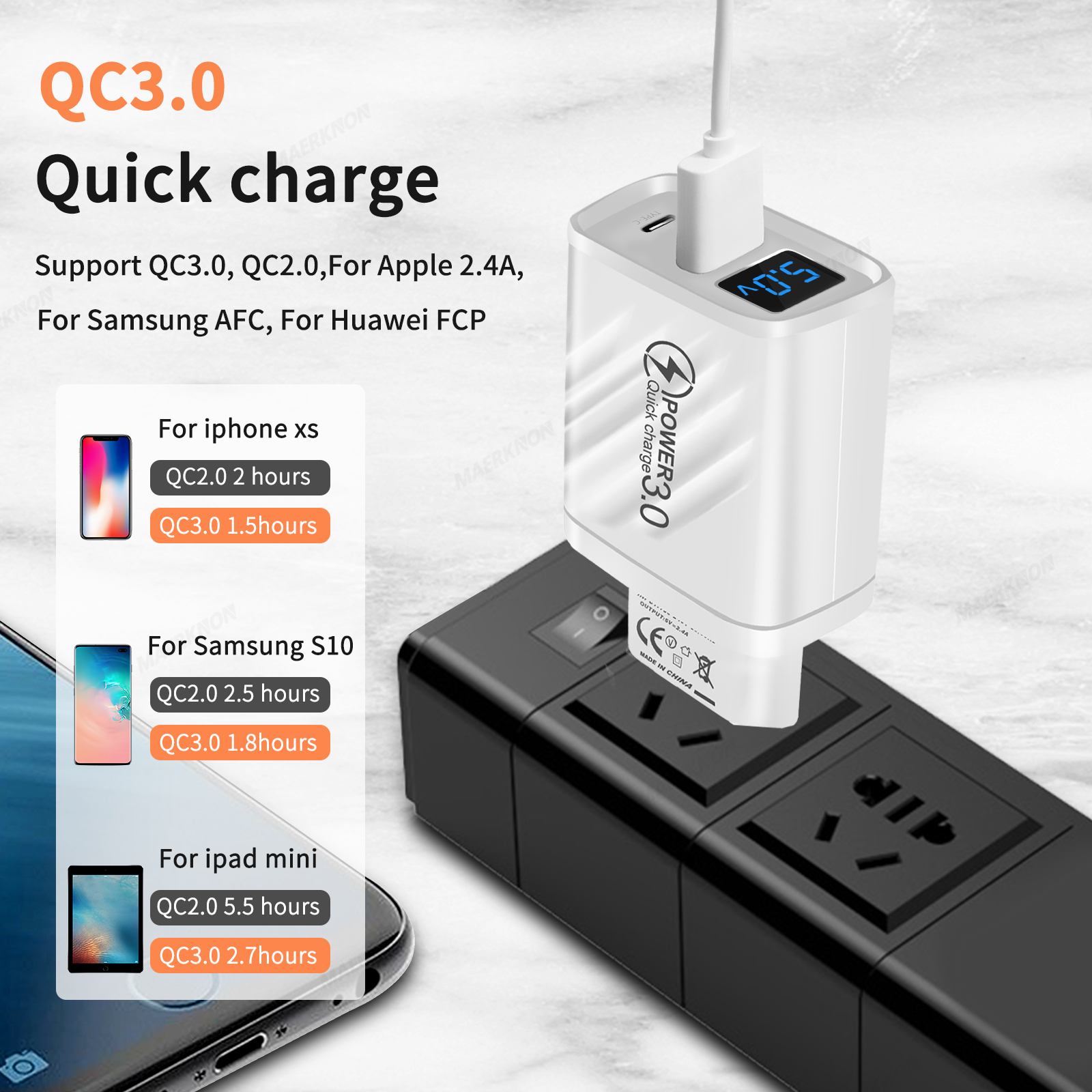 Ładowarka USB typu C o mocy 20 W PD Szybkie ładowanie Cyfrowy wyświetlacz Adapter ładowania telefonu do iPhone Samsung Xiaomi Szybkie ładowanie Ładowarka ścienna
