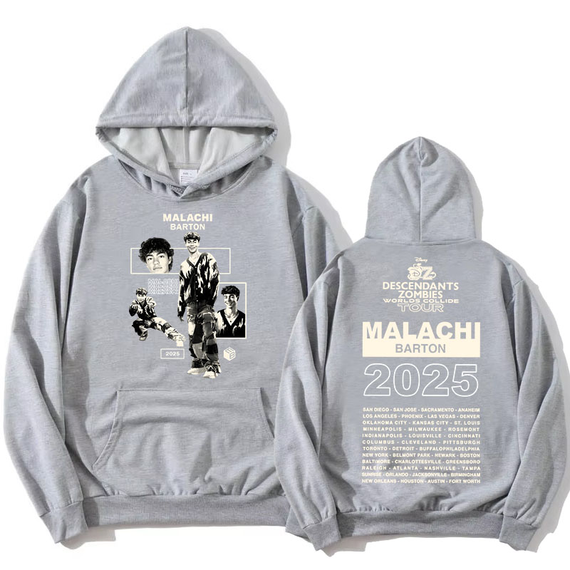 Толстовки Zzombies Worlds Collide Tour 2025, толстовки с рисунком Малачи Бартона, актера, модные пуловеры с капюшоном и длинными рукавами с принтом
