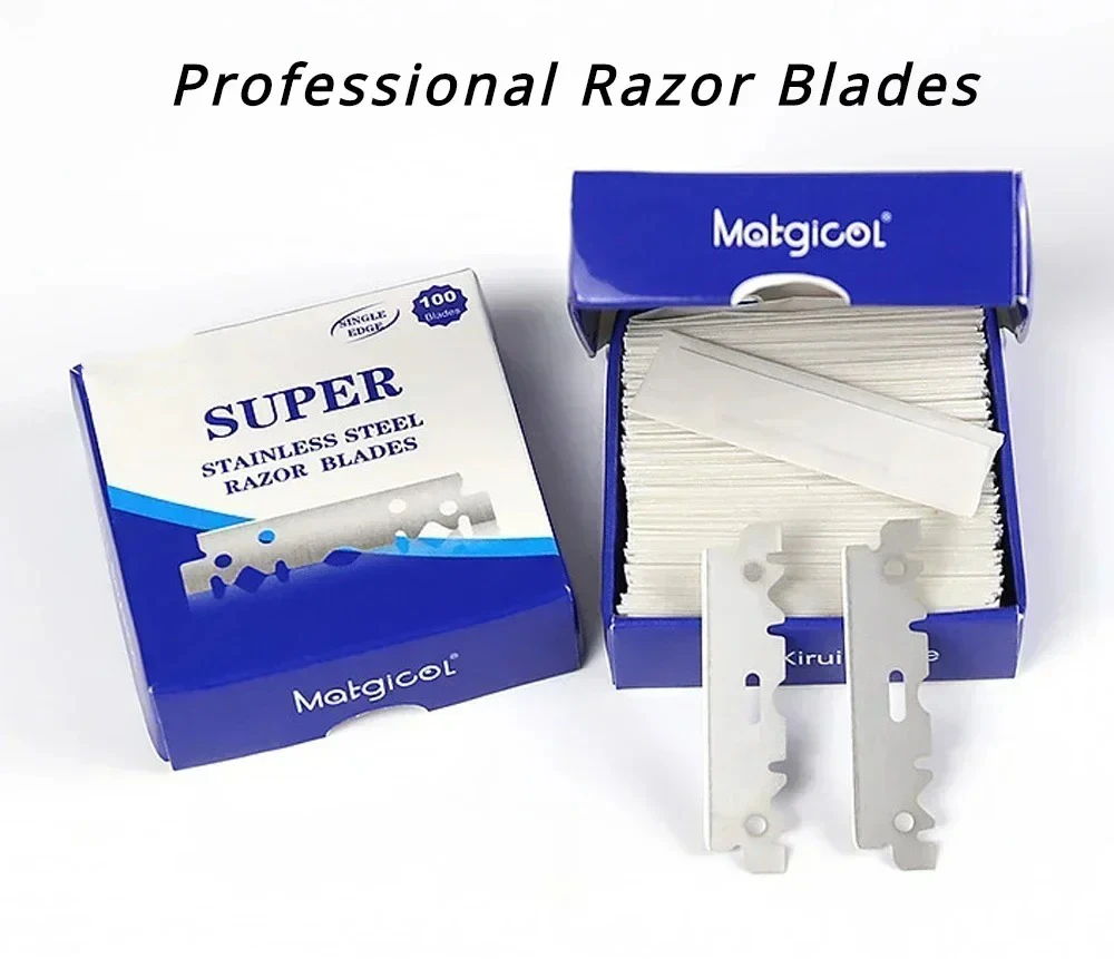 100PCS Lame di rasoio single-sided Rasoio di sicurezza da uomo Lama di rasoio manuale in acciaio inossidabile Barbiere Styling Forniture per rasatura