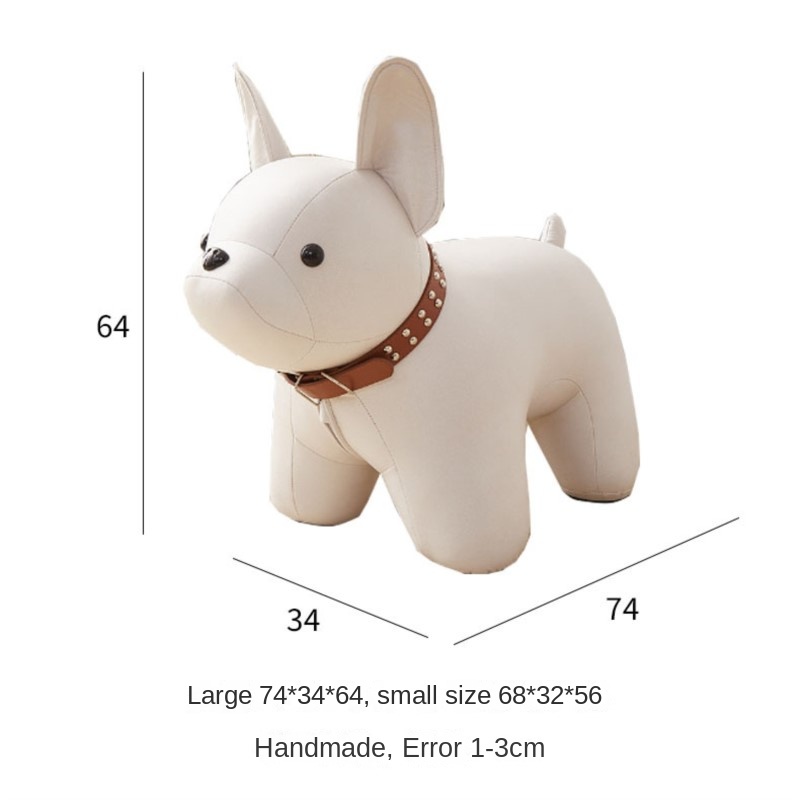 OMGD taburete de perro de lucha de ley con dibujos animados, taburete para zapatos de animales para niños, taburete rojo de red para sala de estar, taburete ligero de lujo para puerta de casa