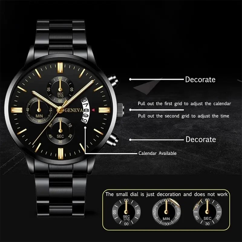 Reloj de pulsera de cuarzo con calendario de lujo de acero inoxidable a la moda para hombre, relojes de negocios para hombre, reloj Montre Homme