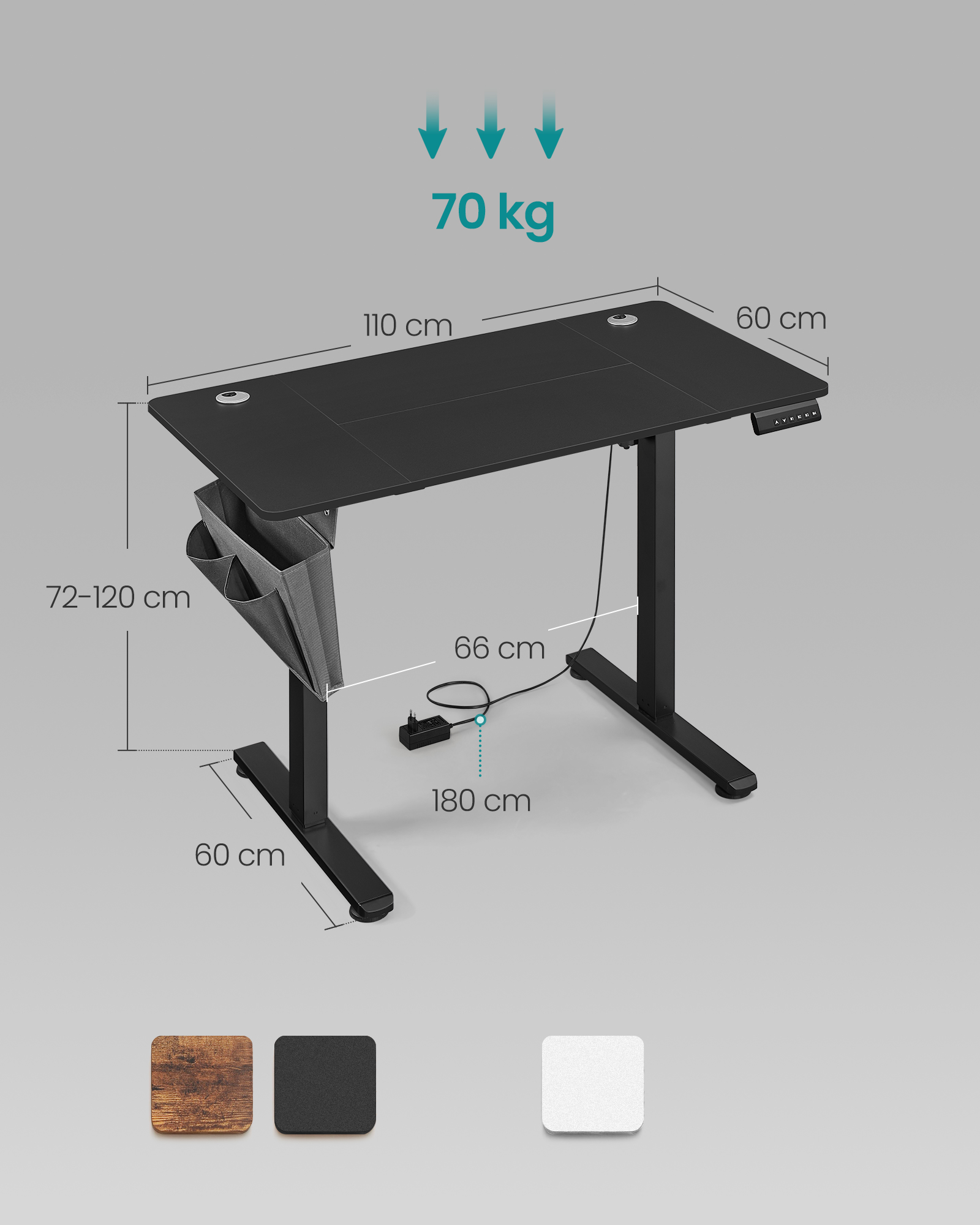 SONGMICS Schreibtisch Höhenverstellbarer elektrisch, mit Memory-Funktion