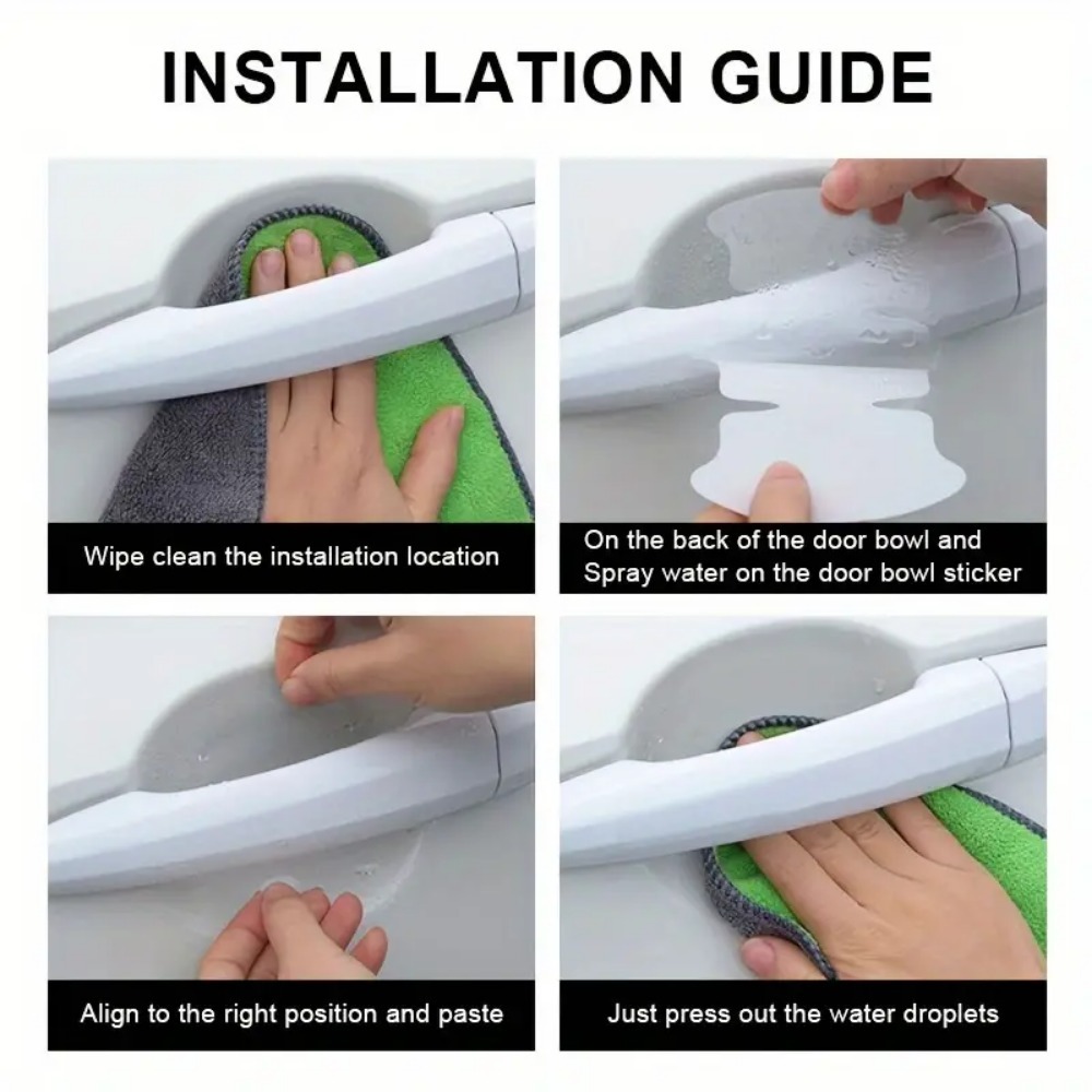 ドアハンドルステッカー、傷防止ハンドル、ボウルステッカー、装飾フィルム、車保護具の8枚/セット