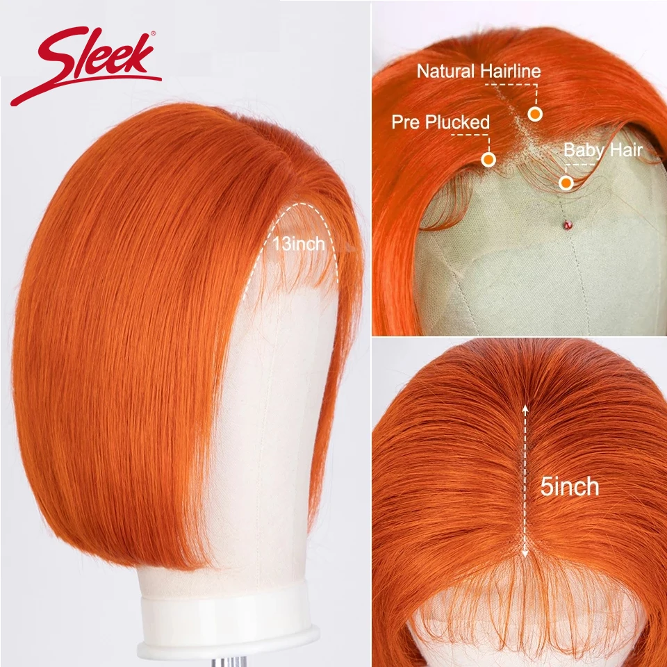 Kiểu Dáng Đẹp Cam Gừng Ren Mặt Trước Ngắn Bob Tóc Giả Tóc Vàng P4/27 #613 # Đỏ 99J # Màu Hồng tóc Giả 180% Mật Độ Remy Tóc
