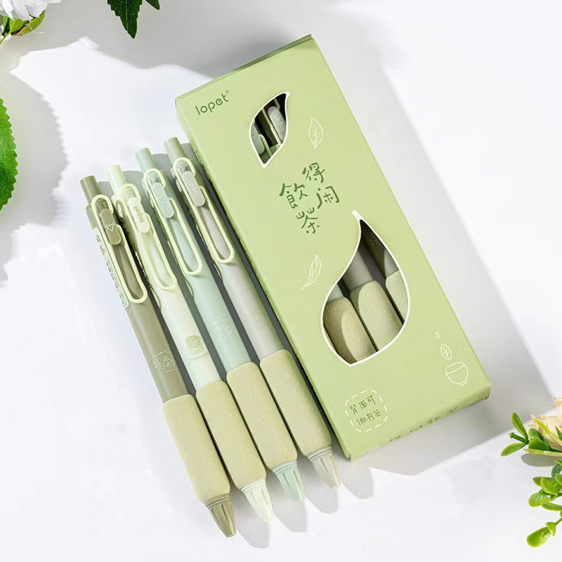 4 unids/pack serie verde bolígrafo de Gel de 0,5 MM para estudiantes bolígrafo de escritura de tacto suave bolígrafo de papelería de repuesto negro suministros escolares de oficina nuevo