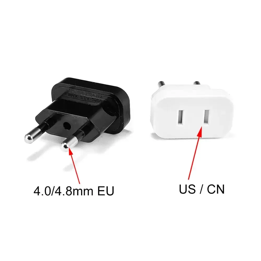 Adaptador de enchufe de alimentación de 220V, convertidor de enchufe de EE. UU. a UE, Euro y Europa, adaptador de viaje, enchufe eléctrico de EE. UU. a UE, 1 Uds.