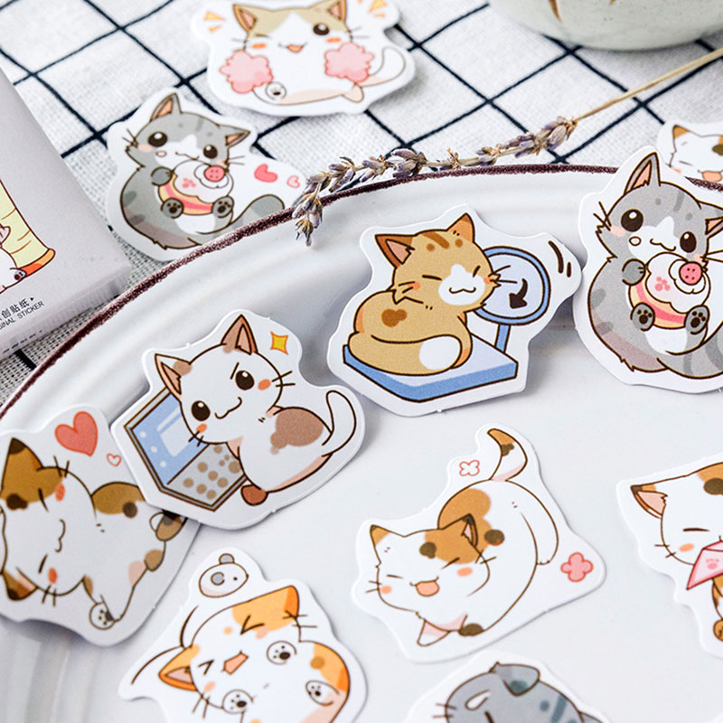 45 ชิ้น/กล่อง My Naughty Cats Kawaii Mini สติกเกอร์กระดาษ Diy ไดอารี่อัลบั้ม Scrapbooking ตกแต่งโรงเรียนเครื่องเขียนสติกเกอร์