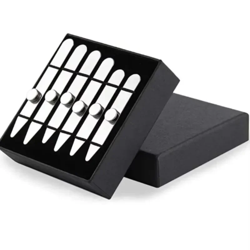 [6 peças] reforços de colarinho de aço inoxidável com 6 ímãs, colarinho magnético permanece reforços de colarinho de camisa de metal com caixa para homens