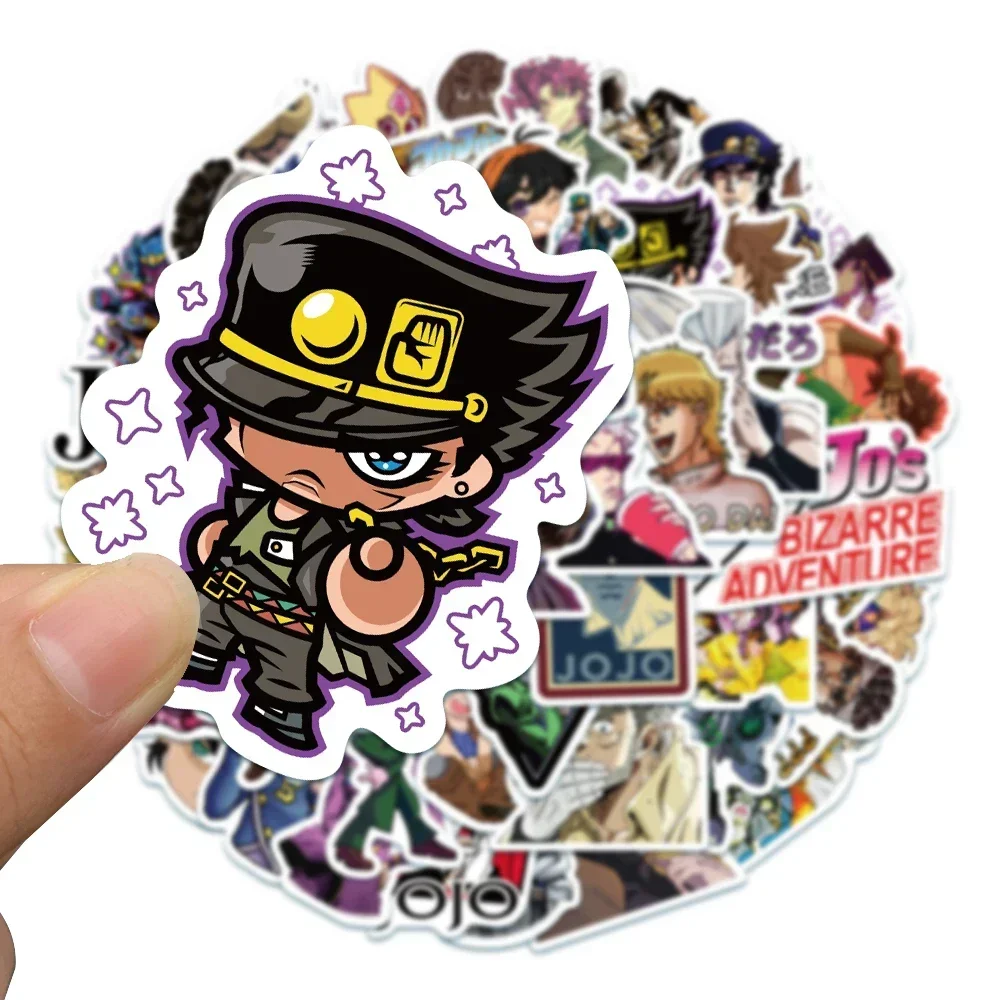 50pcs อะนิเมะผจญภัย JoJos Bizarre สติกเกอร์การ์ตูนสําหรับ DIY กีตาร์กระเป๋าเดินทางสเก็ตบอร์ดแล็ปท็อปโทรศัพท์ Decals สติกเกอร์