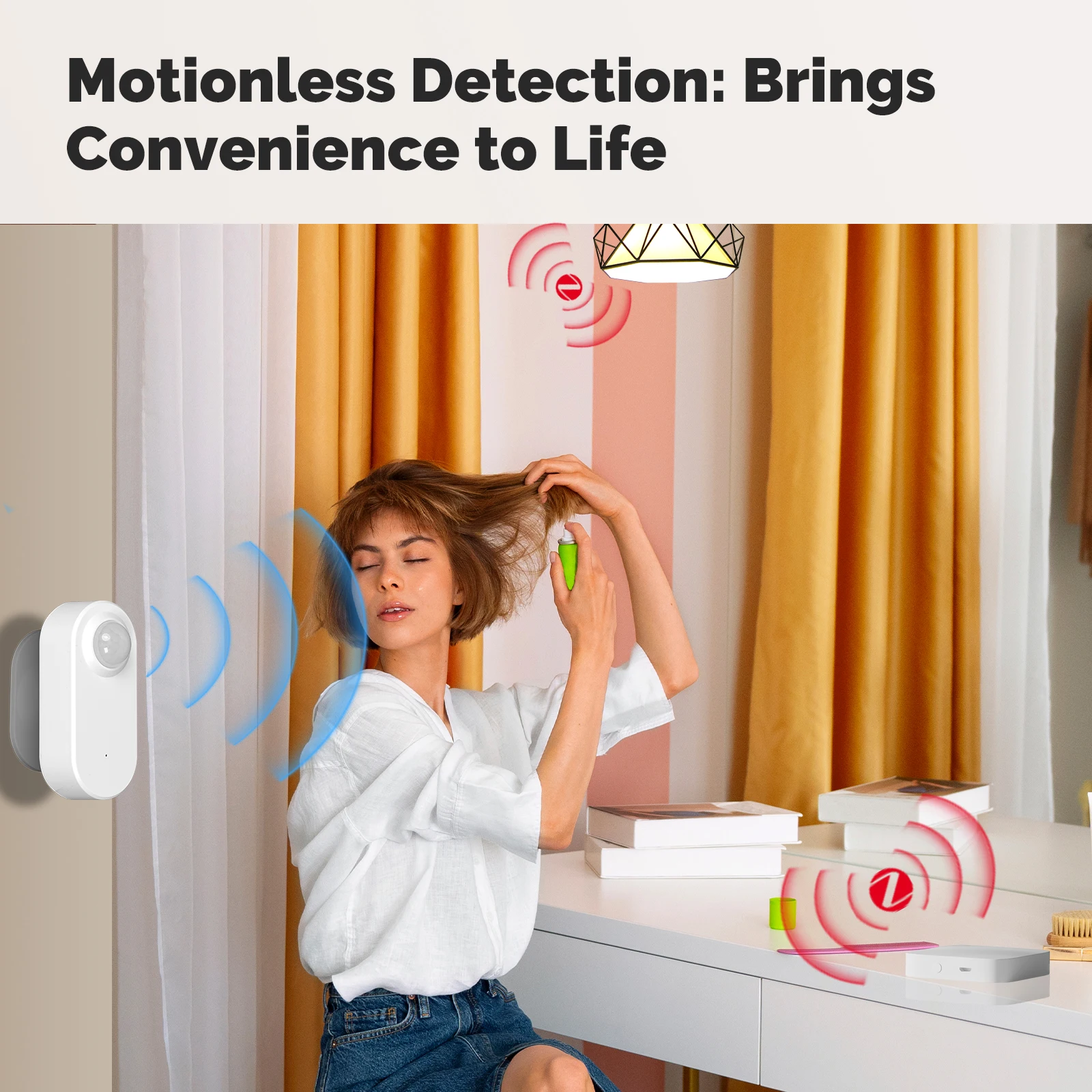 MOES Tuya ZigBee Radar Inteligente 24GHz mmWave Sensor PIR de Presença Humana Sem Fio App Monitoramento Remoto Detecção de Movimento e Movimento
