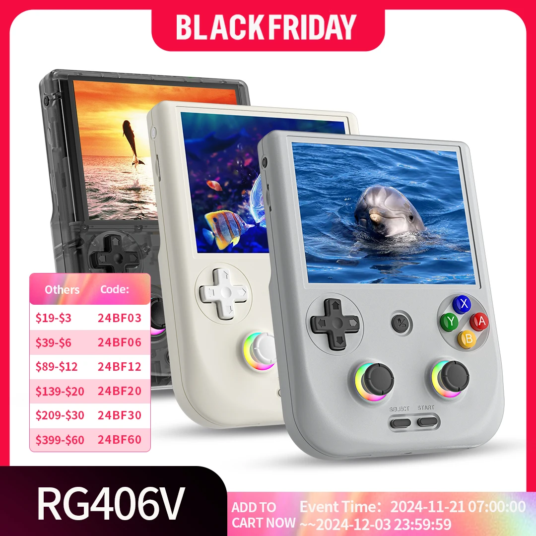 ANBERNIC RG 406V ハンドヘルドゲームコンソール 4 "IPS マルチタッチスクリーン Android13 RG406V レトロビデオゲームサポート 1080p DP FOTA アップデート
