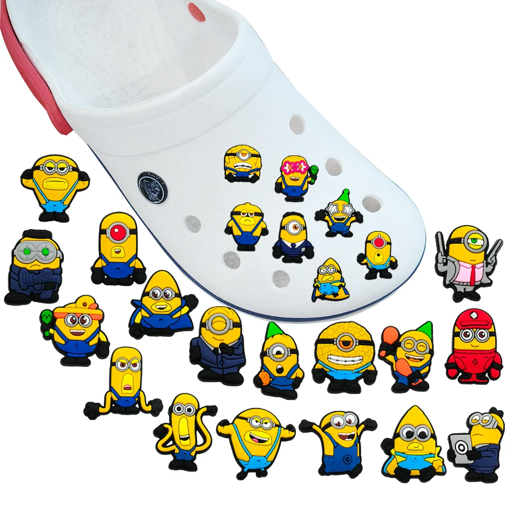 Miniso 24 ชิ้น/เซ็ต Minions Series ​ อุปกรณ์เสริมรองเท้า Charms สําหรับการตกแต่งรองเท้า Clog แบบคลาสสิก