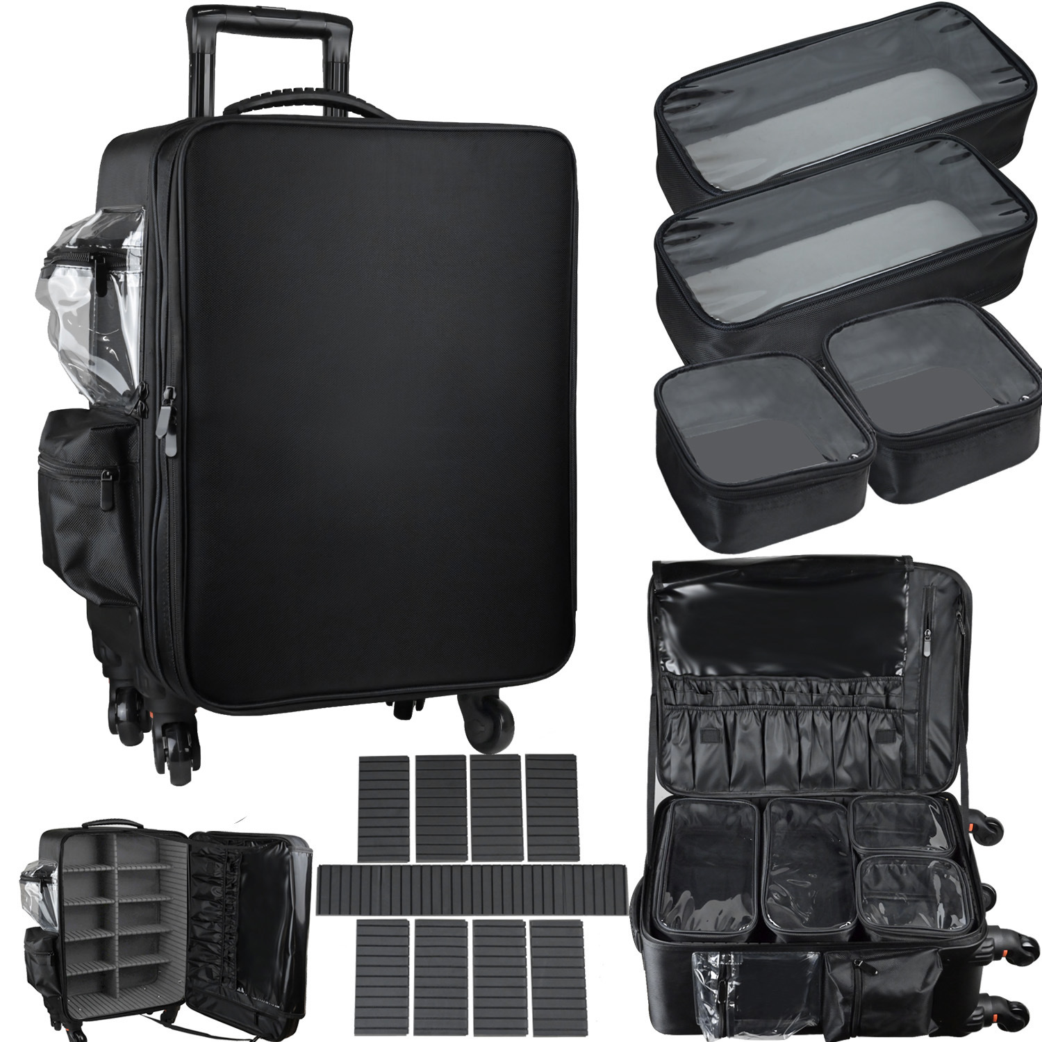 Профессиональный чемодан для макияжа, тележка, косметичка на колесиках, дорожный чемодан, органайзер для макияжа, сумки на колесиках