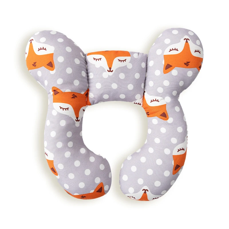 Nueva almohada en forma de U de dibujos animados para niños, almohada suave de algodón para bebés, almohada para niños de coche de viaje, almohada multifuncional para cochecito
