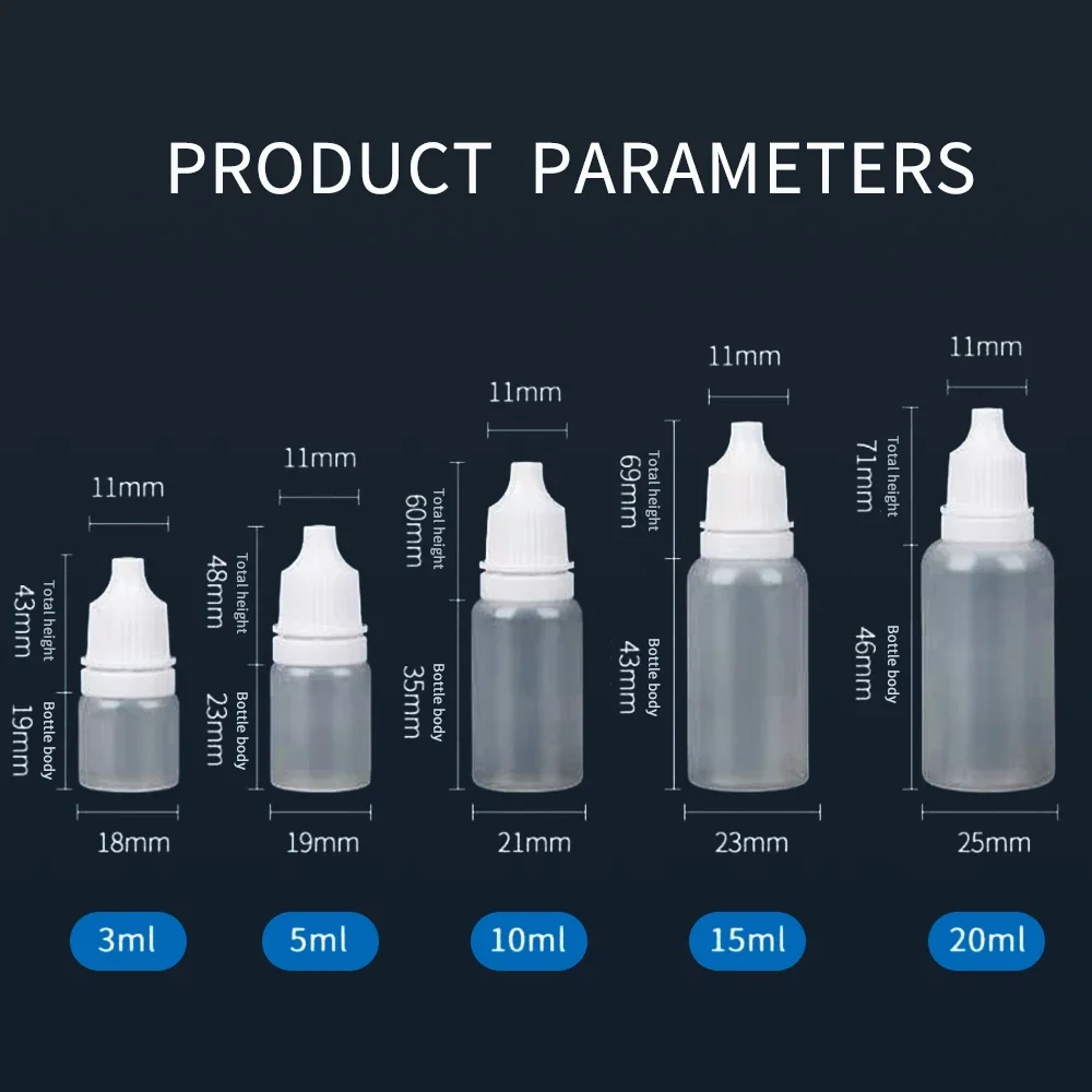 Bộ 5 3ML/5ML/10ML/15ML/20ML/30ML/50ML Sỉ Mắt Chất Lỏng Ống Nhỏ Giọt Lọ Chiết Nhựa Rỗng Squeezable Du Lịch Sơn