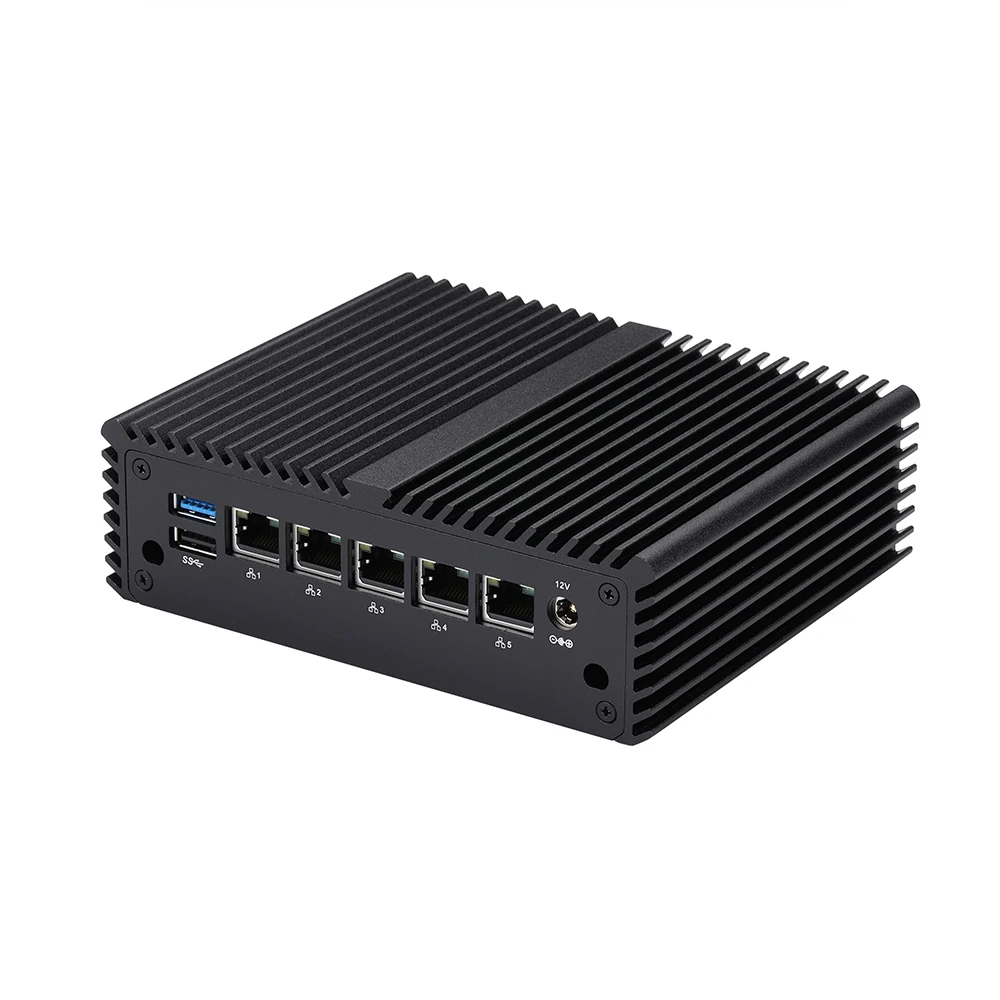 Qotom Mini PC Q10821G5-S08 Fanless Computer Celeron J6412 Quad Core with 5x 2.5 Gigabit LAN Support 5G