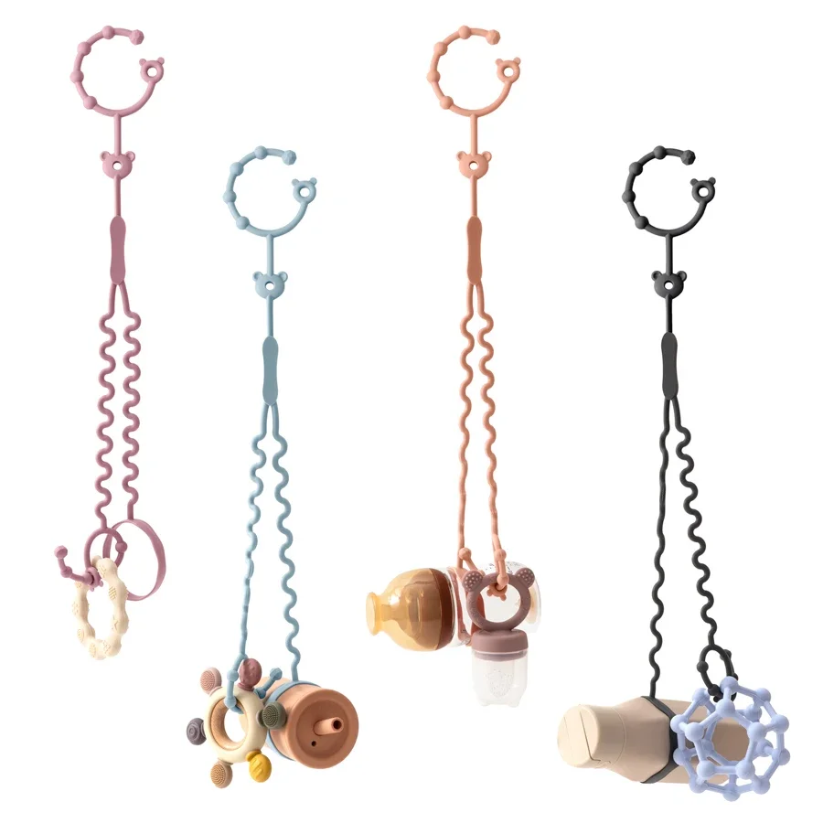 Neue 1 STÜCK Baby Schnullerkette Mit 2 Clips Säuglingsflaschenkette Verstellbare Silikon Schnullerkette Beißring Spielzeug Kinderwagen Zubehör