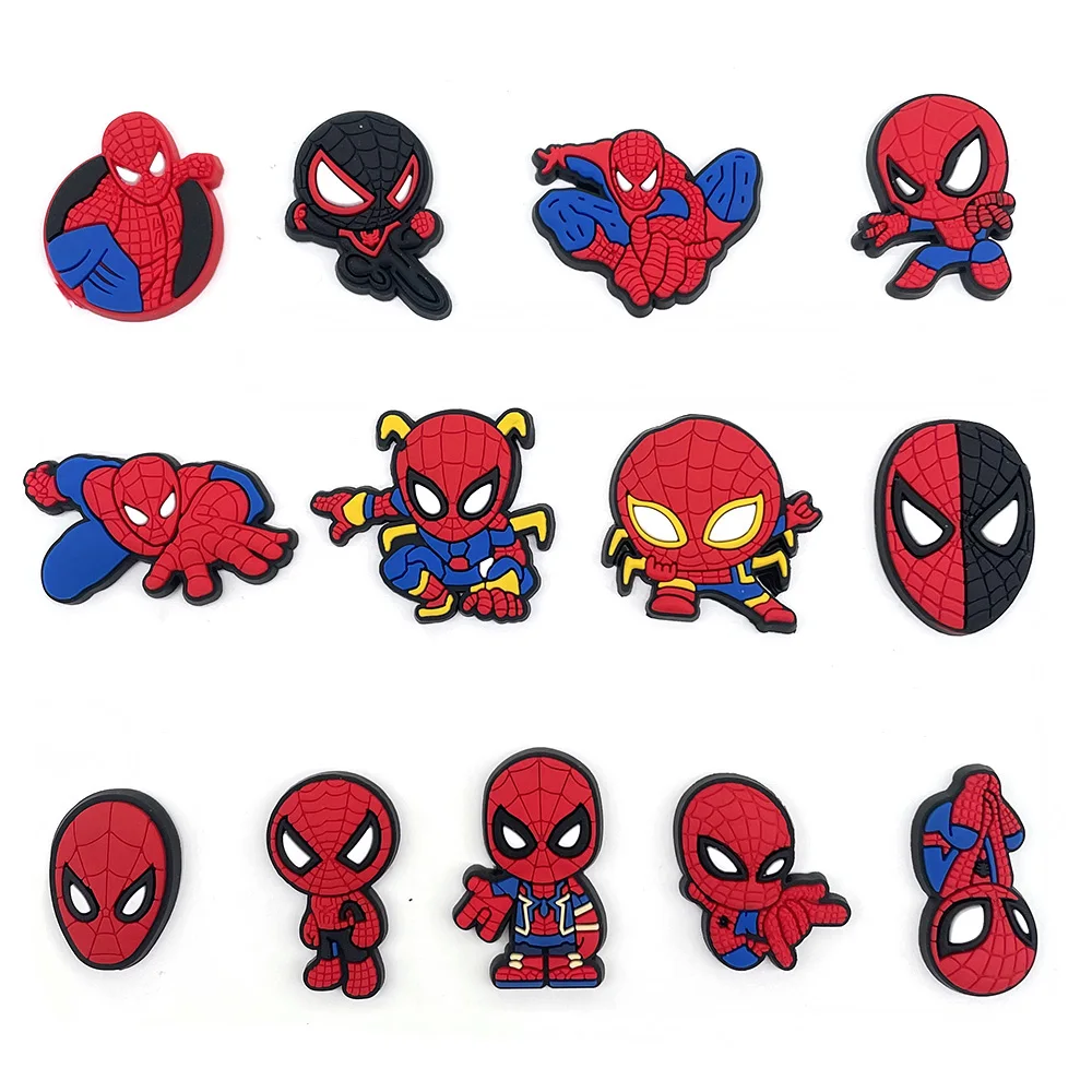 MINISO-Disney Spider Man Série Sapato, DIY Sapato Fivela Acessórios, PVC Sapato Decorações, Presentes de Natal para Crianças Festa