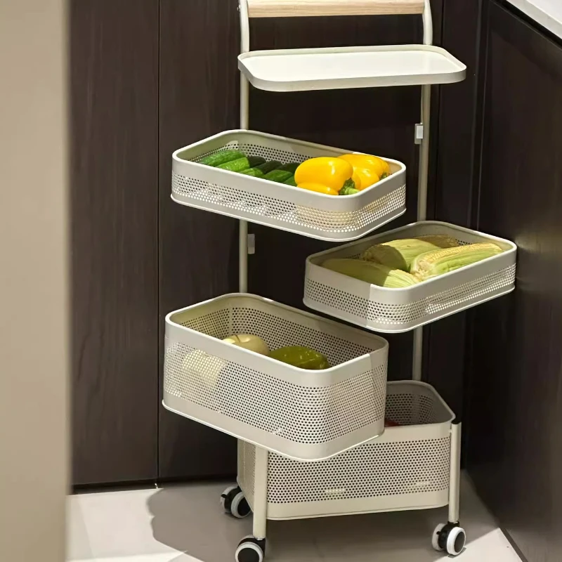 Rotating Multi-functional Storage Rack Household Floor-standing Multi-layer Snack Trolley Trolley Cart Household Furniture