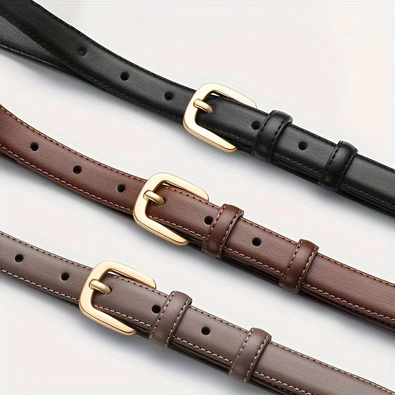 Cinto de moda casual de 2 pacotes com sensação simples e sofisticada, cinto de laço duplo com fivela de agulha adequado para uso diário