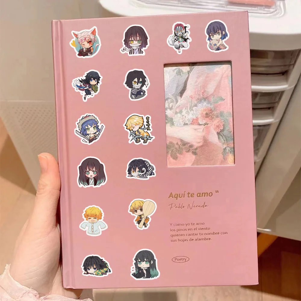 30-180pcs 애니메이션 악마 슬레이어 스티커 만화 귀여운 데칼 장난감 편지지 기타 전화 자전거 노트북 수하물 자동차 낙서 어린이