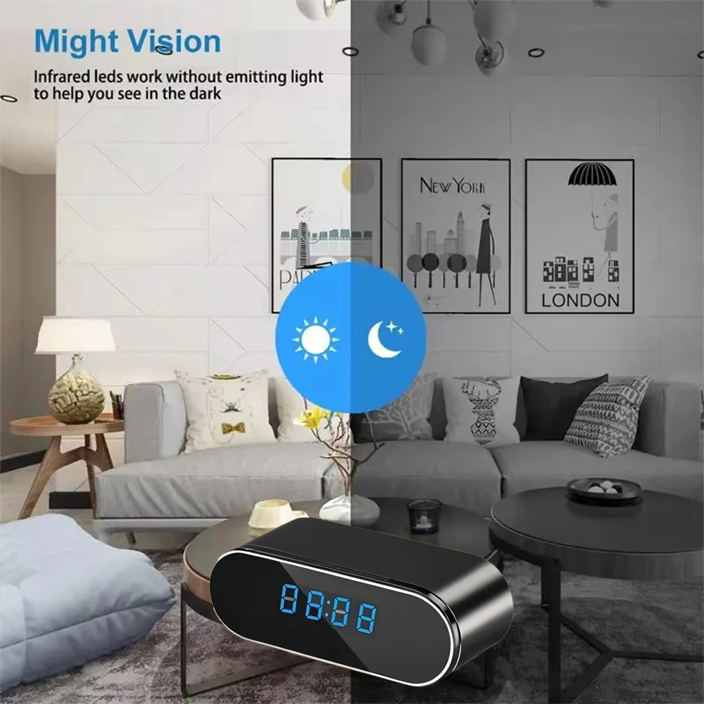 New 4K HD Mini Clock WiFi Camera with Infrared Night Vision, Motion Detection, Remote Viewing, Home Wireless Camera