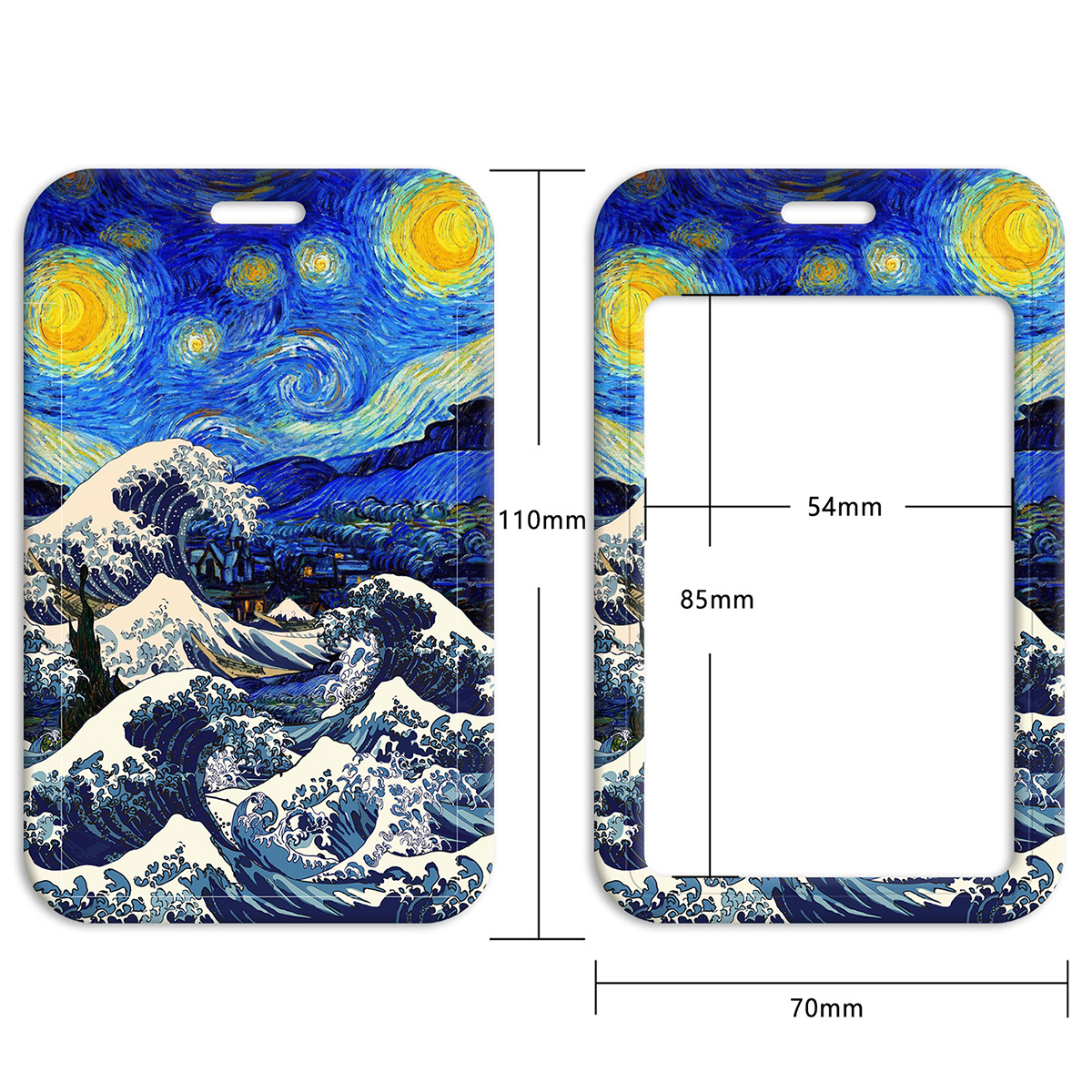 Van Gogh's Starry Sky Wave Mobile Phone Rope Card Set Student Campus Meal Card Bus Access Card Work Card Hard Shell Card Set New