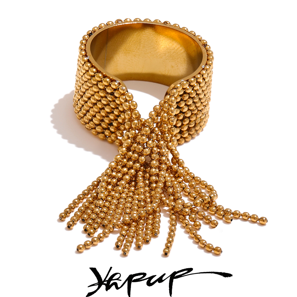 Yhpup déclaration chaîne en acier inoxydable gland bague réglable 18K PVD plaqué haute qualité charme élégant bijoux dorés