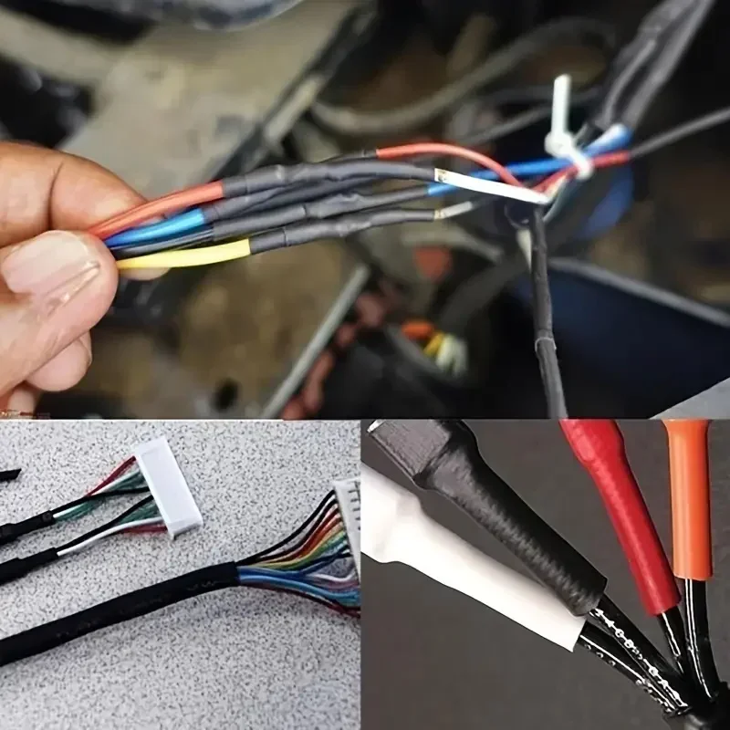 Juego de tubos termorretráctiles de 127 piezas para cables de automóvil: retráctil 2:1 negro y rojo, tubo de poliolefina, especial para envolver cables