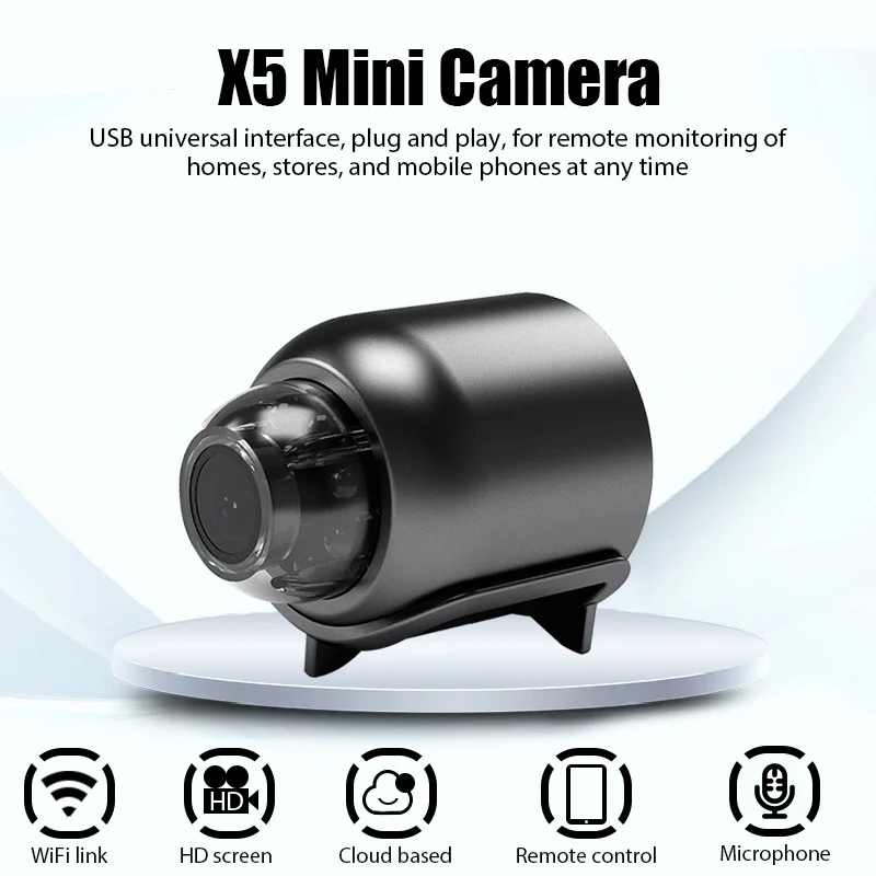 Mini câmera wi-fi 1080p hd visão noturna incluída detector de som de movimento em escritório doméstico 120 graus grande angular micro monitor de bebê