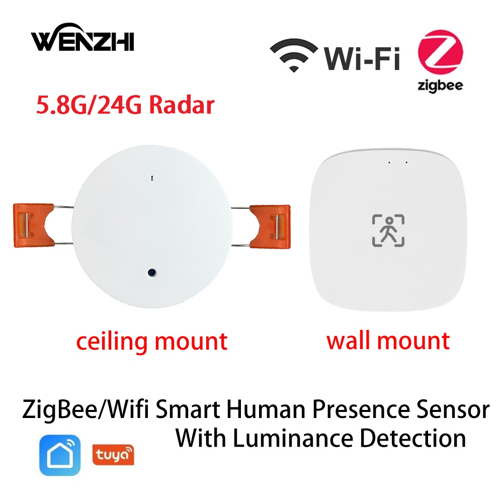 Wi-Fi/ZigBee 5,8/24G MmWave радар датчик движения присутствия человека с обнаружением яркости/расстояния Tuya Smart Life домашняя автоматизация