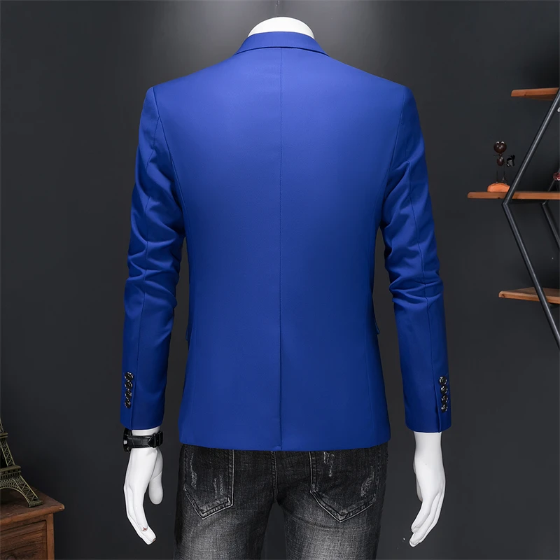 Trajes de un solo botón ajustados de negocios de alta calidad, chaqueta para hombre, chaqueta informal ajustada a la moda para novio de boda, chaqueta de esmoquin, abrigos 6XL-M