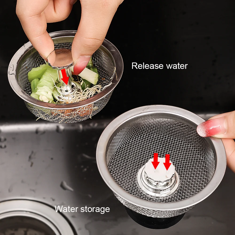 อ่างล้างจาน Strainers พร้อมที่จับอ่างล้างจานสแตนเลสท่อระบายน้ําตะกร้าเสียปลั๊กกรองตาข่ายกรองห้องน้ําท่อระบายน้ําชั้น