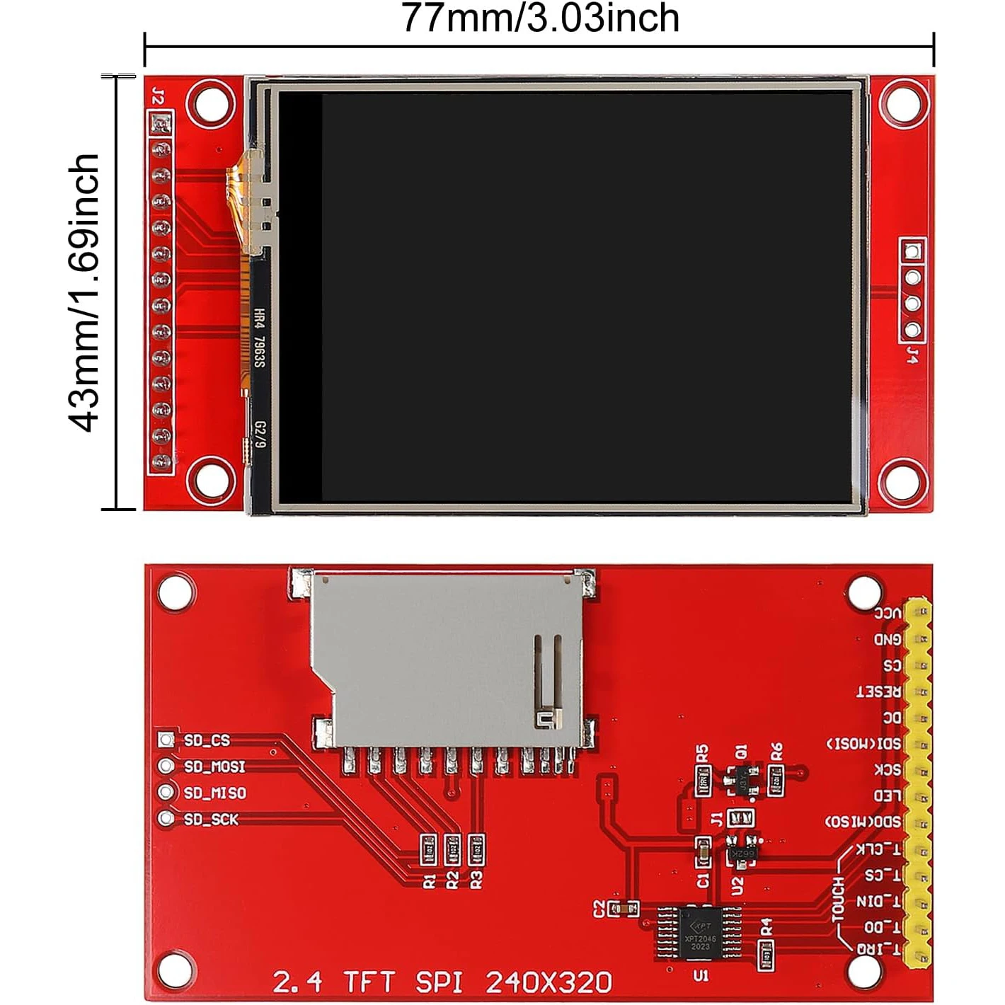 2.4 "spi tft display lcd painel de toque ili9341 240x320 tft lcd escudo da tela toque 5v/3.3v stm32 módulo exibição spi serial
